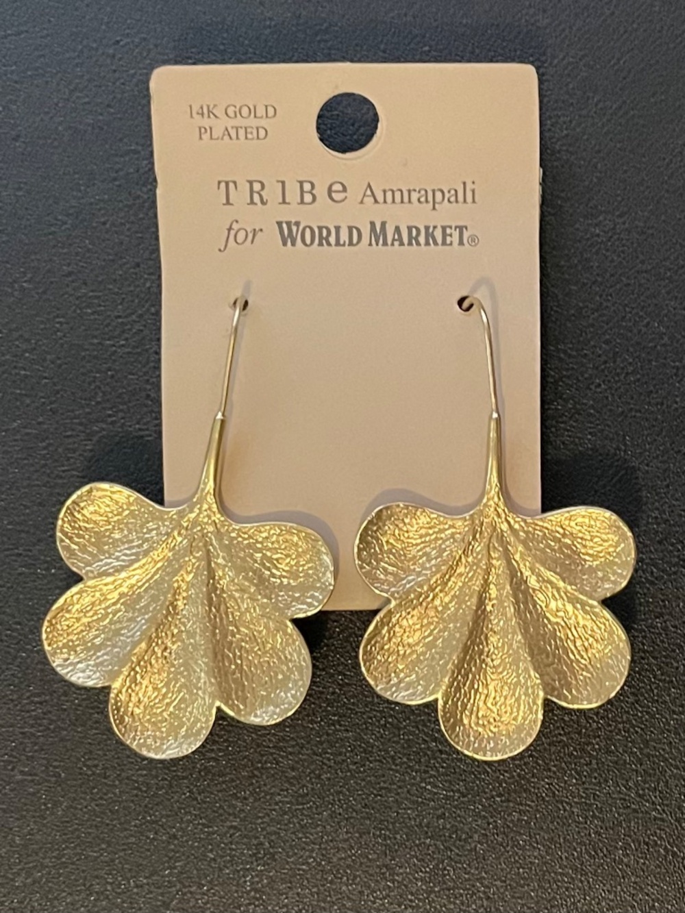 NWT Tribe Amrapali x World Market 14k Gold Plated Lotus India Earrings